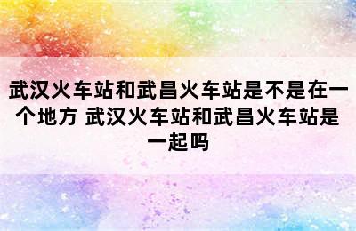 武汉火车站和武昌火车站是不是在一个地方 武汉火车站和武昌火车站是一起吗